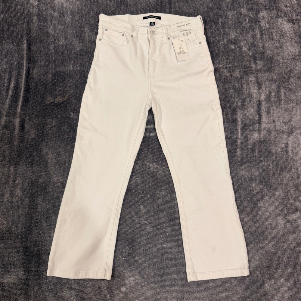 Calvin Klein Jeans Women 29 White High Rise Bootcut Cropped Denim New With Tags